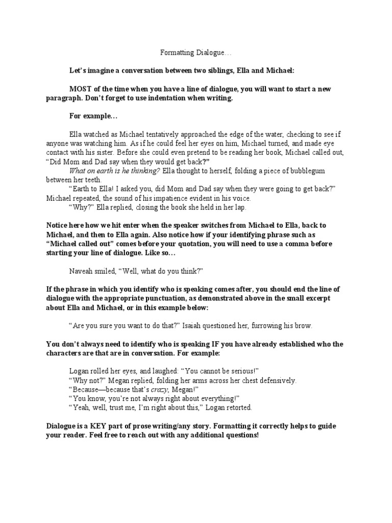 Dialogue Formatting Guide | PDF | General Fiction