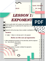 Lesson 1: Exponents: Bustamante, Justine O. Basic Physics Ix-Prophet Jeremiah Mr. Liwag