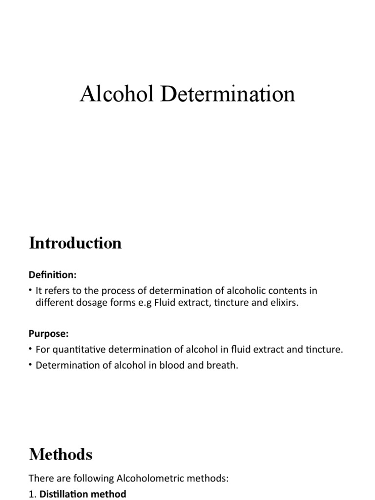 Lecture 7 Alcohol Determination PDF Ethanol Distillation