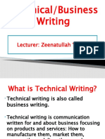 Technical/Business Writing: Lecturer: Zeenatullah " Sail "