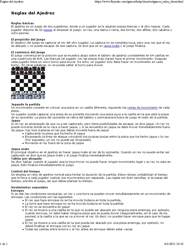 Reglas Del Ajedrez | PDF | Ajedrez | Juegos de habilidad mental