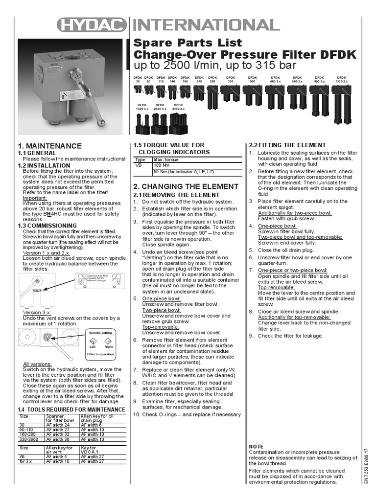 DFDK Change-Over Filter Maintenance Guide | PDF | Mechanical ...
