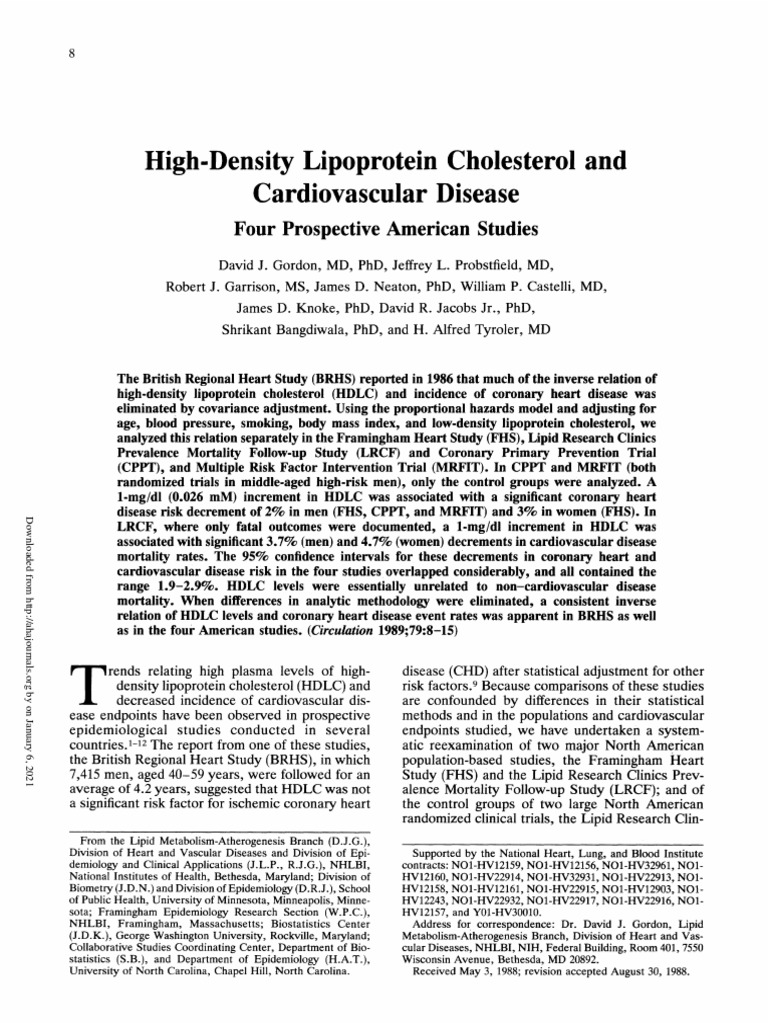 High-Density Lipoprotein Cardiovascular Disease: Cholesterol and | PDF ...