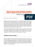 Peace Talks With Afghan Taliban and Its Implications For Pakistan PDF