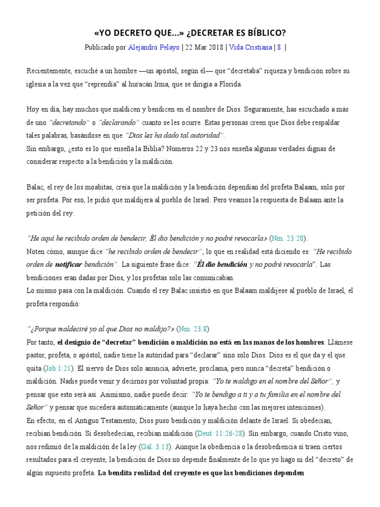¿Es bíblico decretar bendiciones? | PDF | Jesús | Bendición