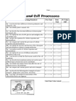 Cells and Cell Processes: Unit Critical Learning Standard Pre-Unit Post-Unit PT Value Diff