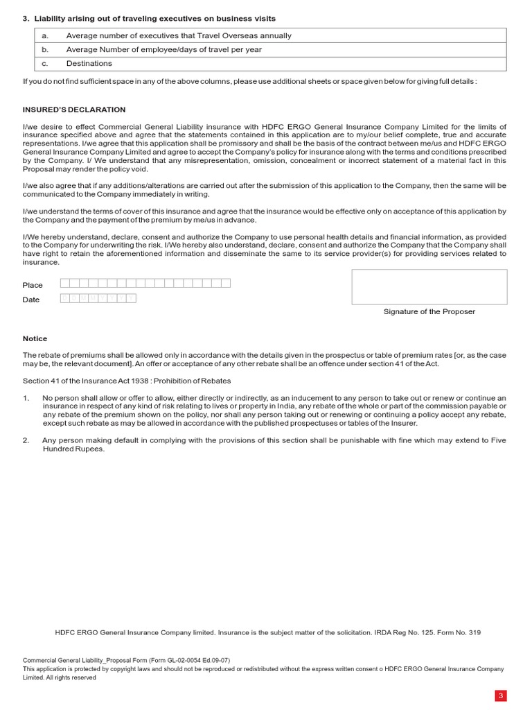 Commercial General Liability-Proposal Form-3 | PDF | Liability ...