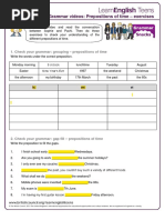 Gs Prepositions of Time - Exercises PDF