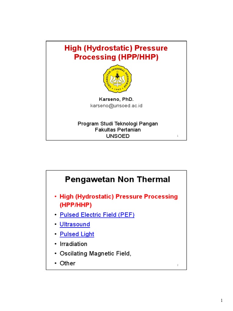 High Hydrostatic Pressure Food Processing | PDF | Food Preservation ...