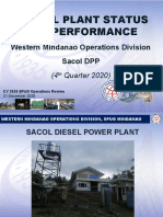 Actual Plant Status and Performance: Western Mindanao Operations Division Sacol DPP