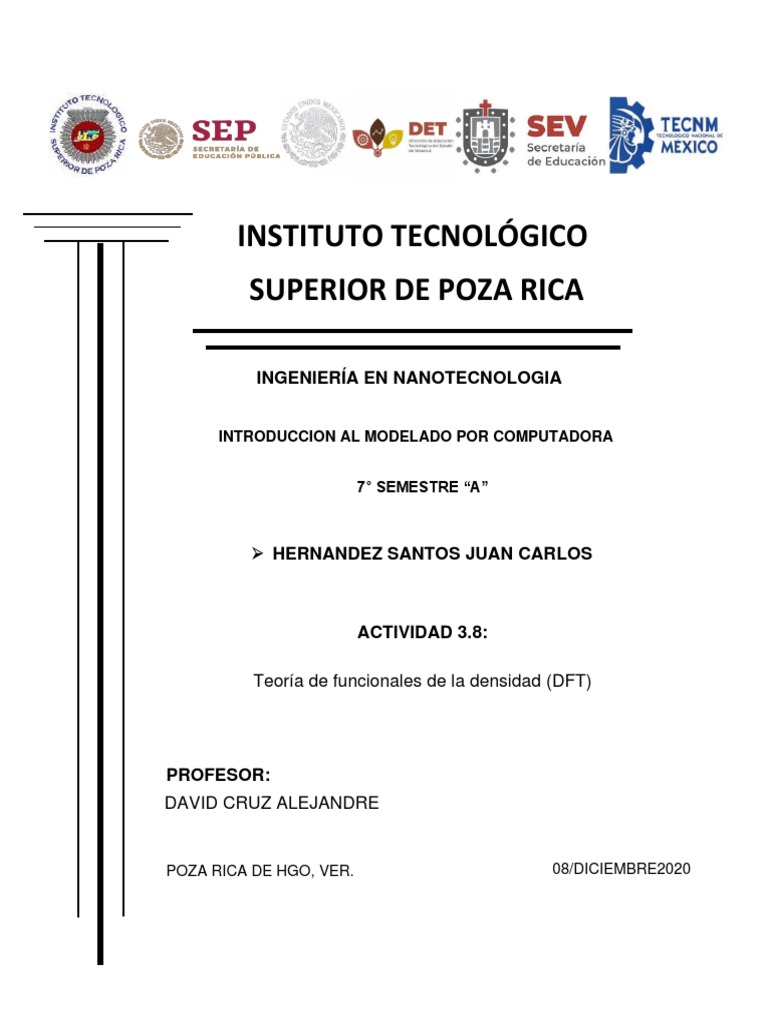 Teoría de Funcionales de La Densidad (DFT) . PDF Teoría funcional
