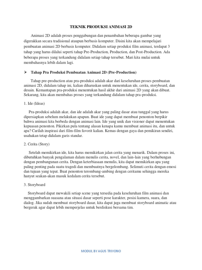 Teknik Produksi Animasi 2d Kd 3 9 Pdf Pdf