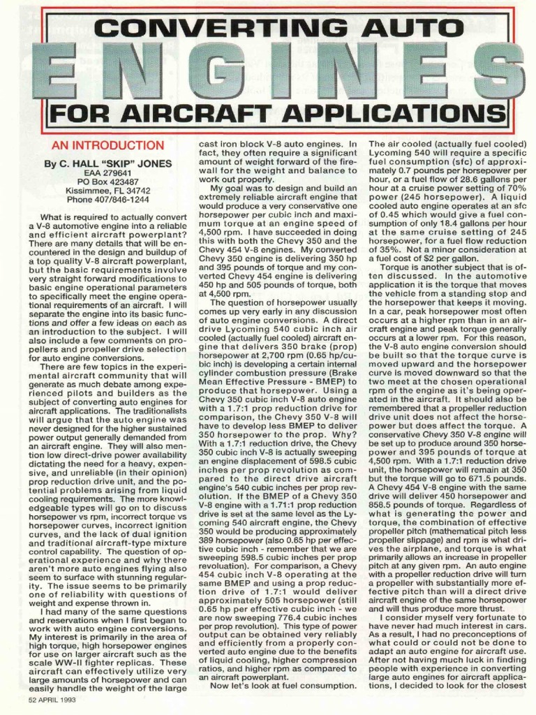 Converting Auto Engines For Aircraft Applications PDF PDF