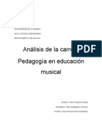 Análisis de la carrera de pedagogía en educación musical Franco Esquivel