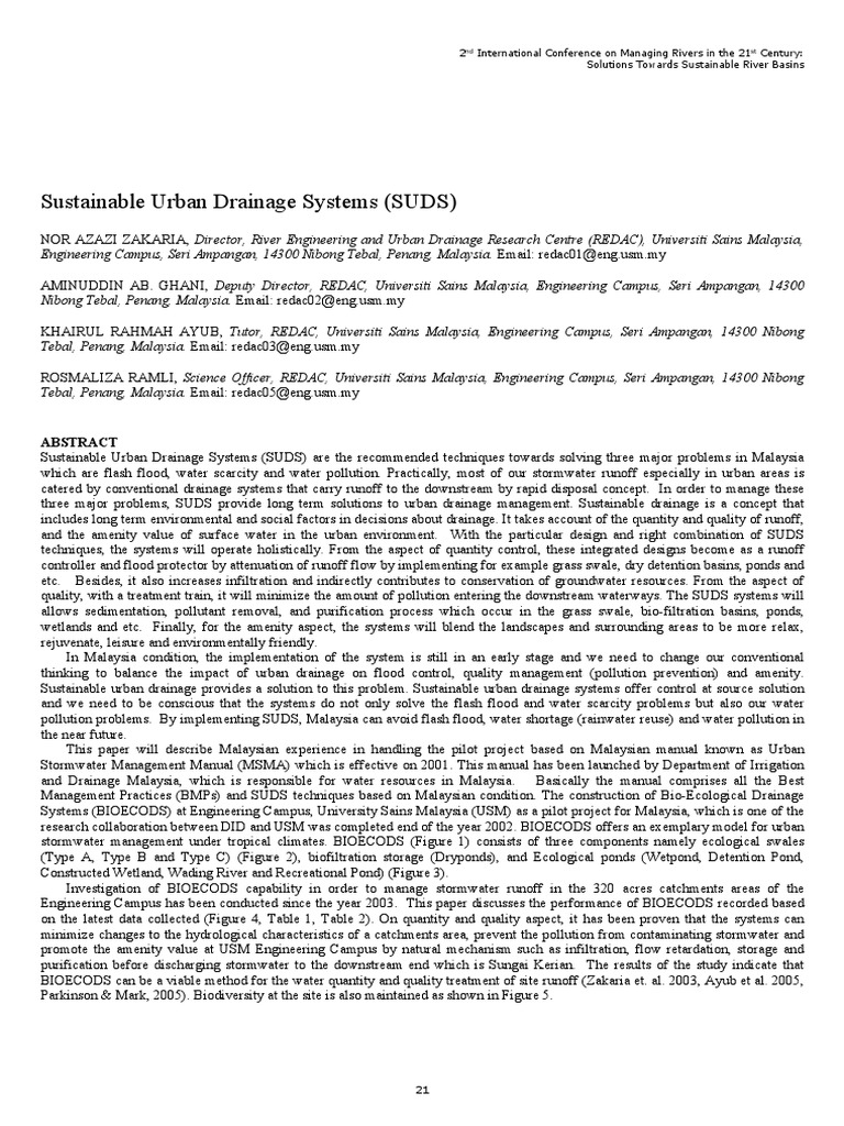 Sustainable Urban Drainage in Malaysia | PDF | Stormwater | Surface Runoff
