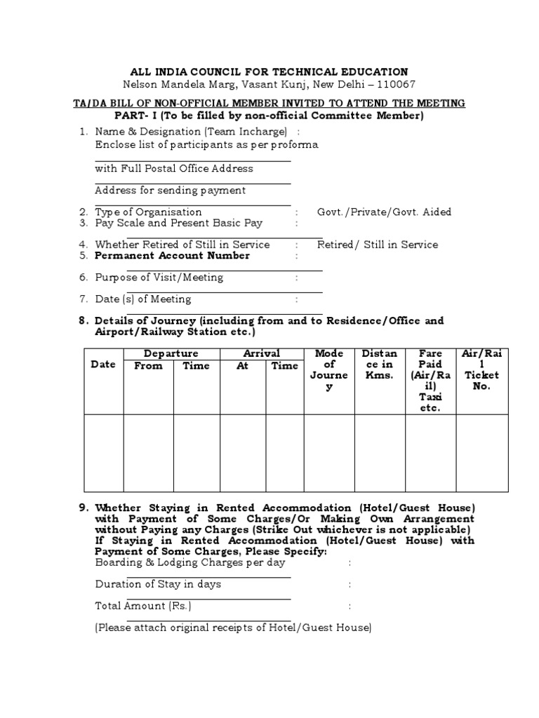 TA/DA Bill Submission for Non-Officials | PDF | Payments | Business