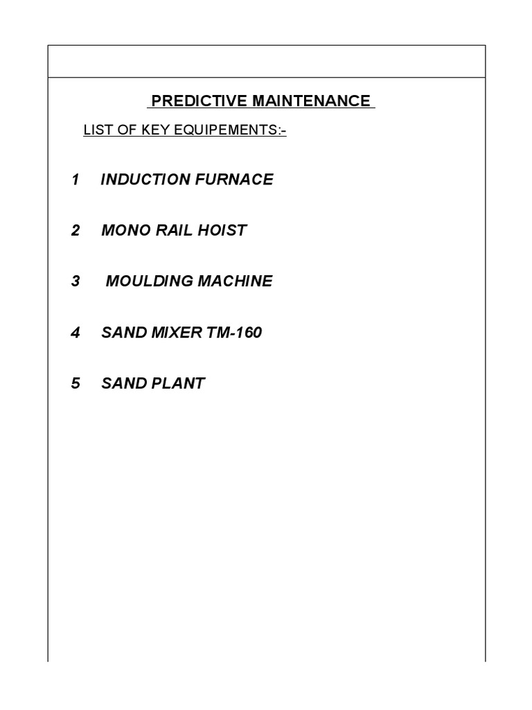 Predictive Maintenance Checklists for Key Equipment PDF Belt
