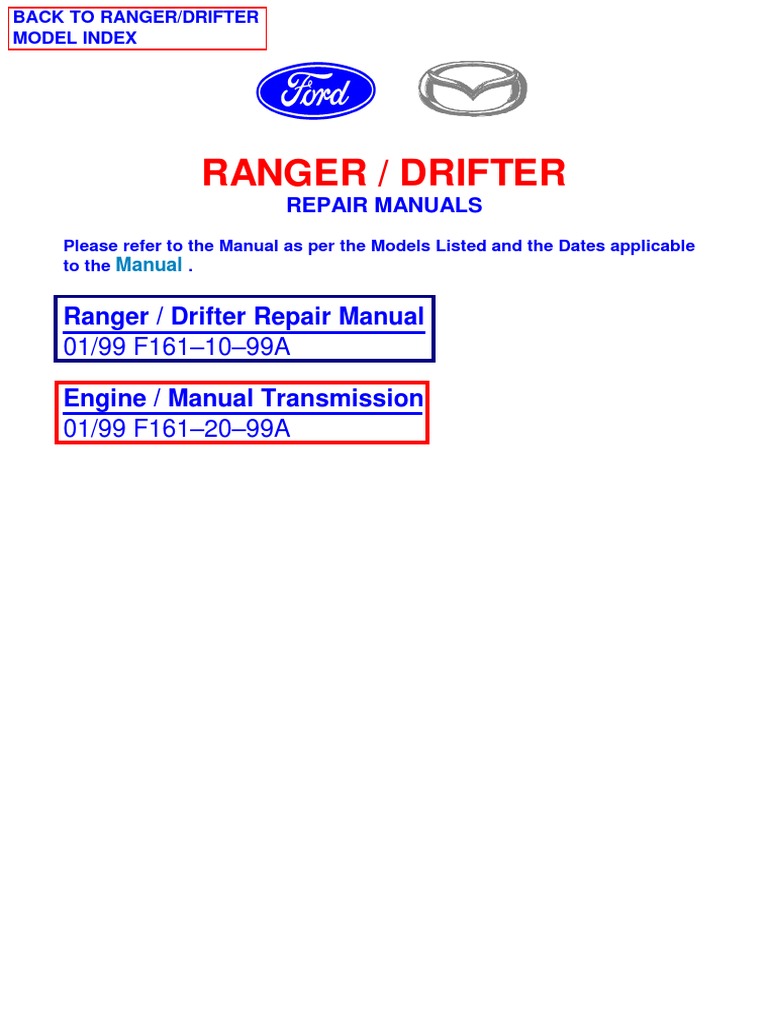 Ranger Drifter Repair Manual Index PDF | PDF