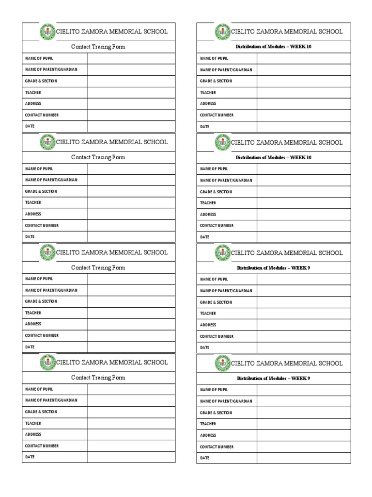 Contact Tracing Form PDF