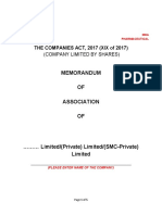 Memorandum OF Association OF: THE COMPANIES ACT, 2017 (XIX of 2017)