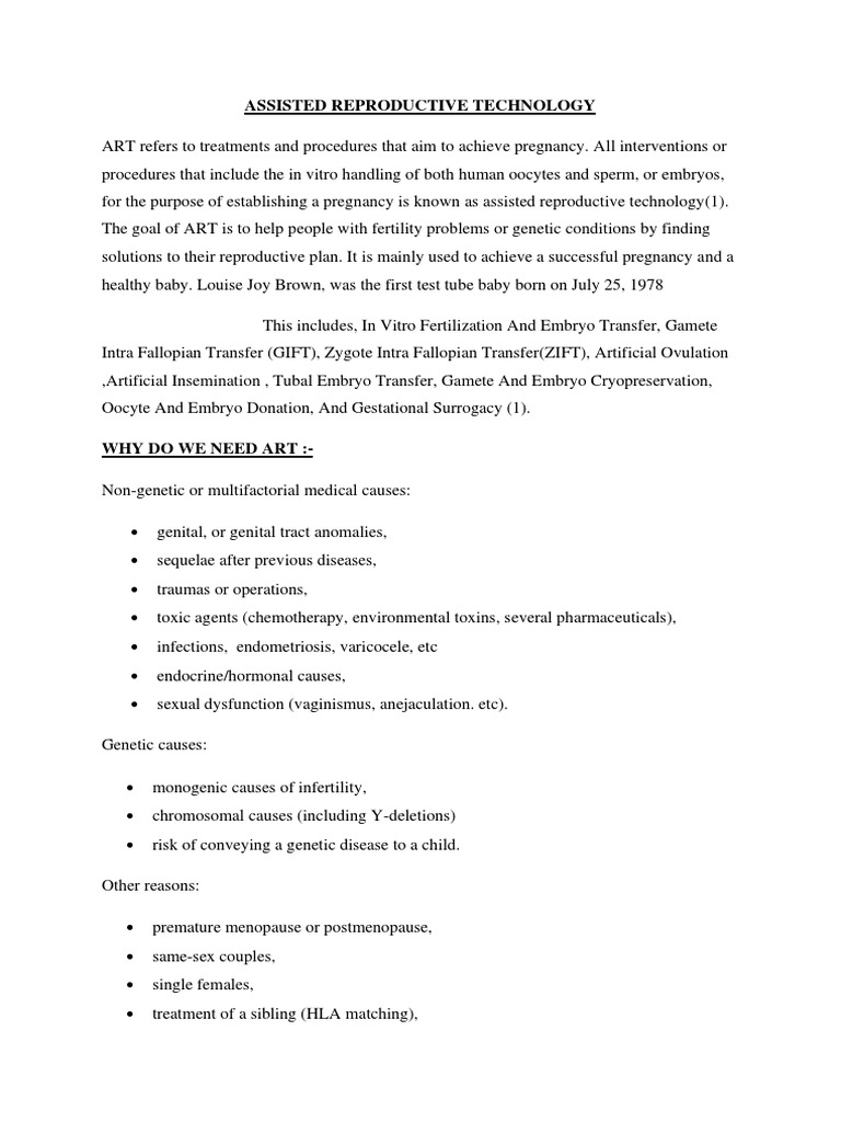 Guide to Assisted Reproductive Technology | PDF | Surrogacy | In Vitro ...