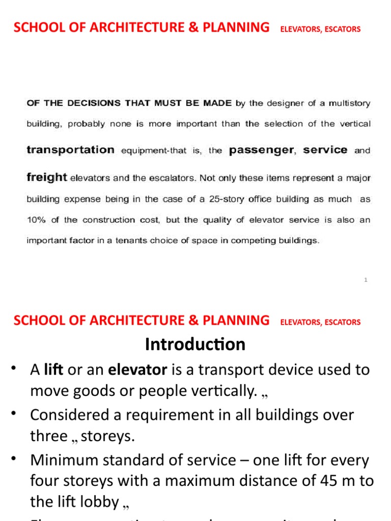 Elevators and Escalators Overview | PDF | Elevator | Mechanical Engineering