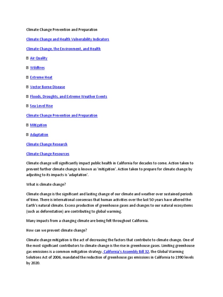 Climate Change Mitigation and Adaptation | PDF | Climate Change ...