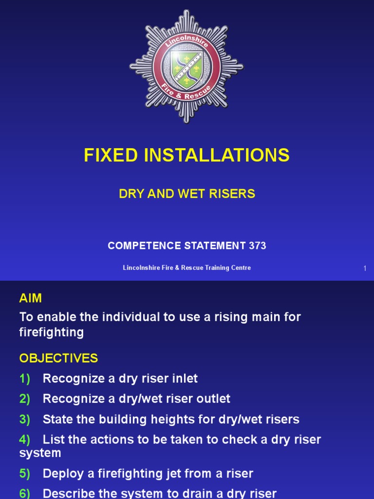 Fixed Installations: Dry and Wet Risers | PDF | Valve | Firefighting
