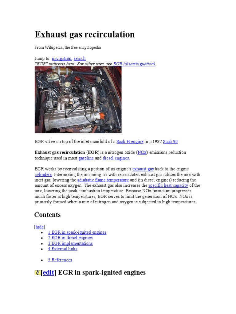 Exhaust Gas Recirculation PDF Diesel Engine Gases