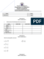 Mathematics Activity Sheets for Grades 6