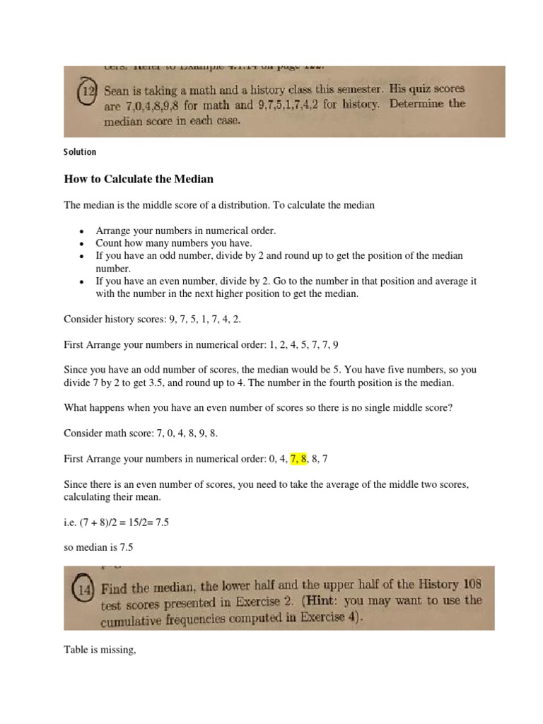 How To Calculate The Median: Solution | PDF | Career & Growth | Self ...