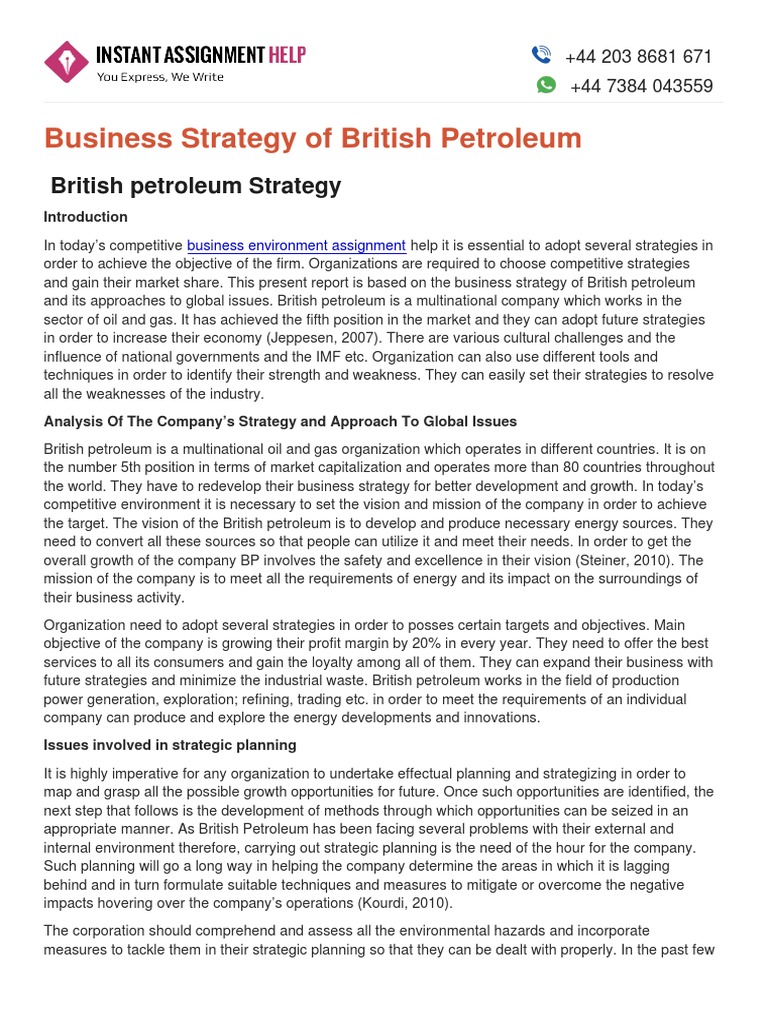 BP Business Strategy Overview | PDF | Bp | Strategic Management