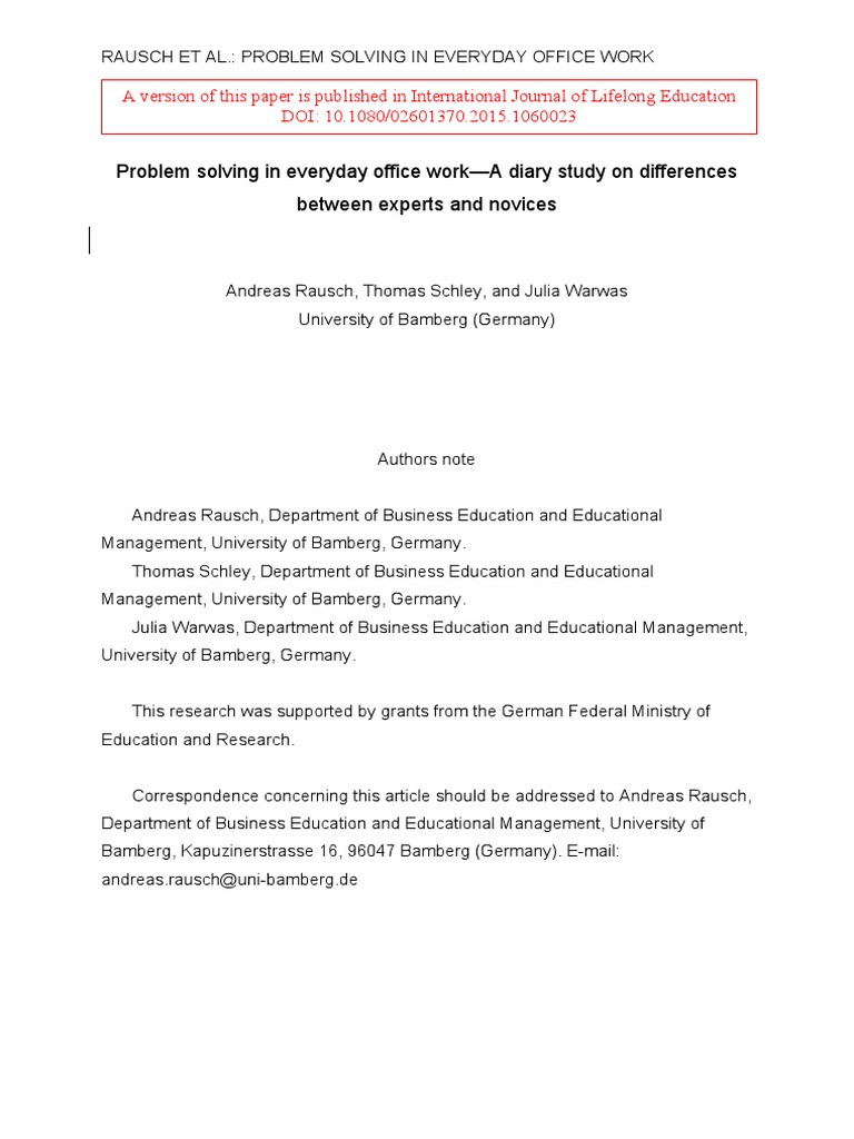 Problem Solving in Office Work: Expert vs. Novice | PDF | Expert ...