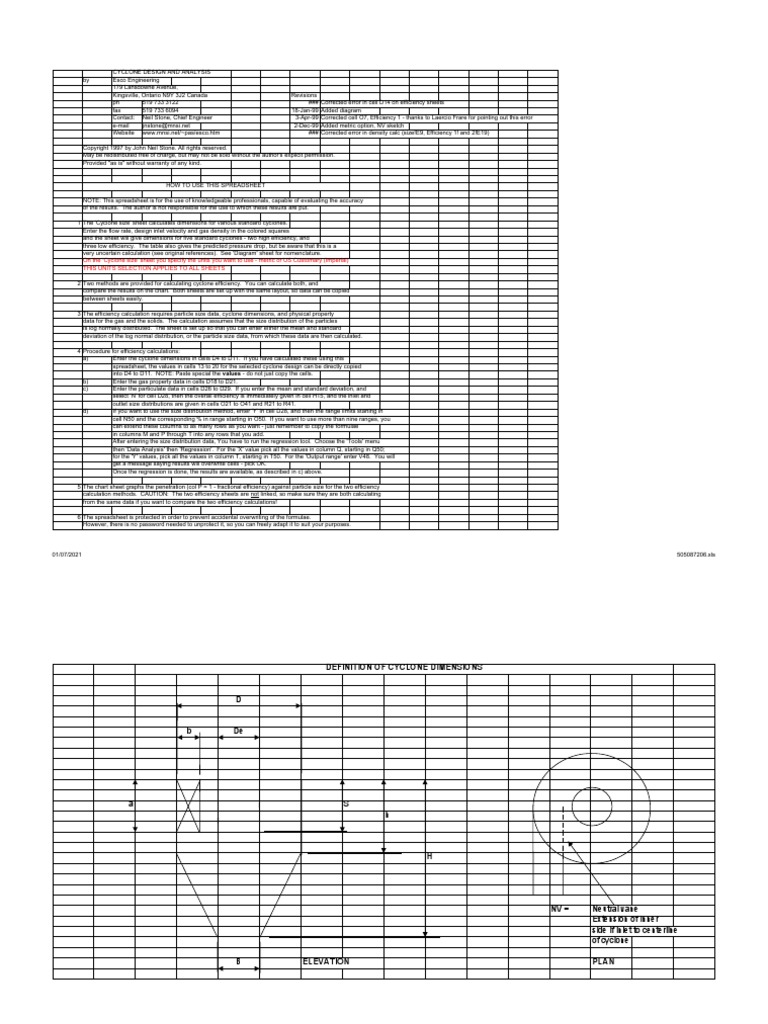 Cyclone Design and Analysis | PDF | Errors And Residuals | Metrology