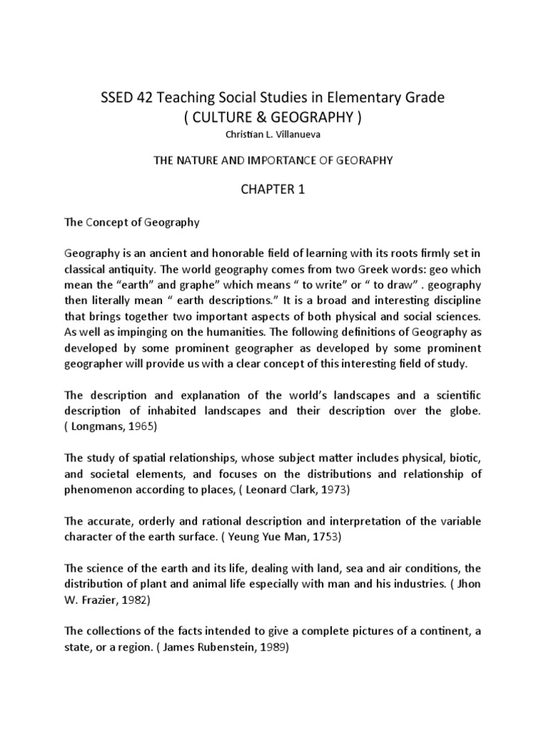 Understanding the Importance of Geography Defining the Field and its