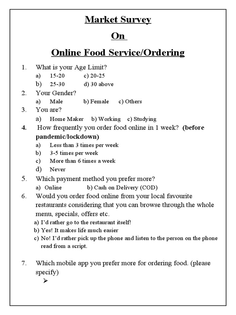Market Survey On Online Food Service/Ordering PDF