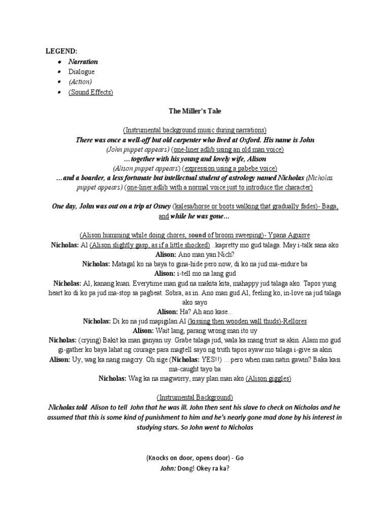 The Millers Tale Script | PDF | Business