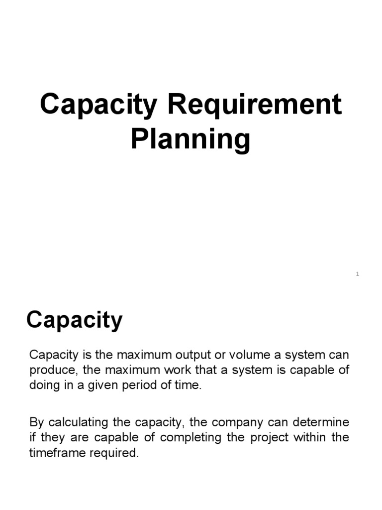 Capacity Requirement Planning Overview | PDF | Production And ...