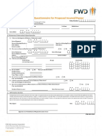 Pulmonary Tuberculosis Questionnaire For Proposed Insured/Owner