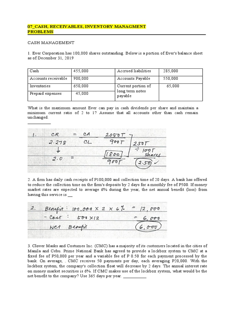Cash and Receivables Management Insights | PDF | Inventory | Banks
