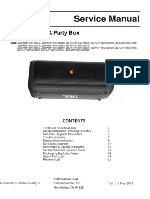 Party Box 200 and 300 - Service Manual | PDF | Rechargeable Battery | Ac Power Plugs And Sockets
