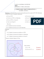 Certamen recuperativo de álgebra con 145 personas y 4 problemas