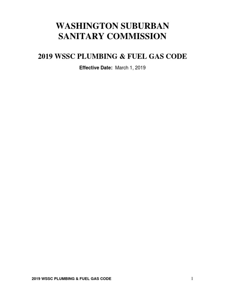 2019 WSSC Plumbing & Fuel Gas Code | PDF | Hydraulic Engineering | Plumbing