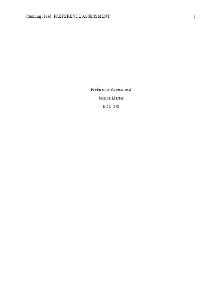 Preference Assessment for Child Behavior | PDF | Cooking, Food & Wine