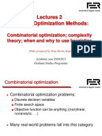 Lectures 2 Heuristic Optimization Methods:: Combinatorial Optimization Complexity Theory When and Why To Use Heuristics