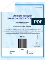 Certificado finalización curso Educación Vial Moto