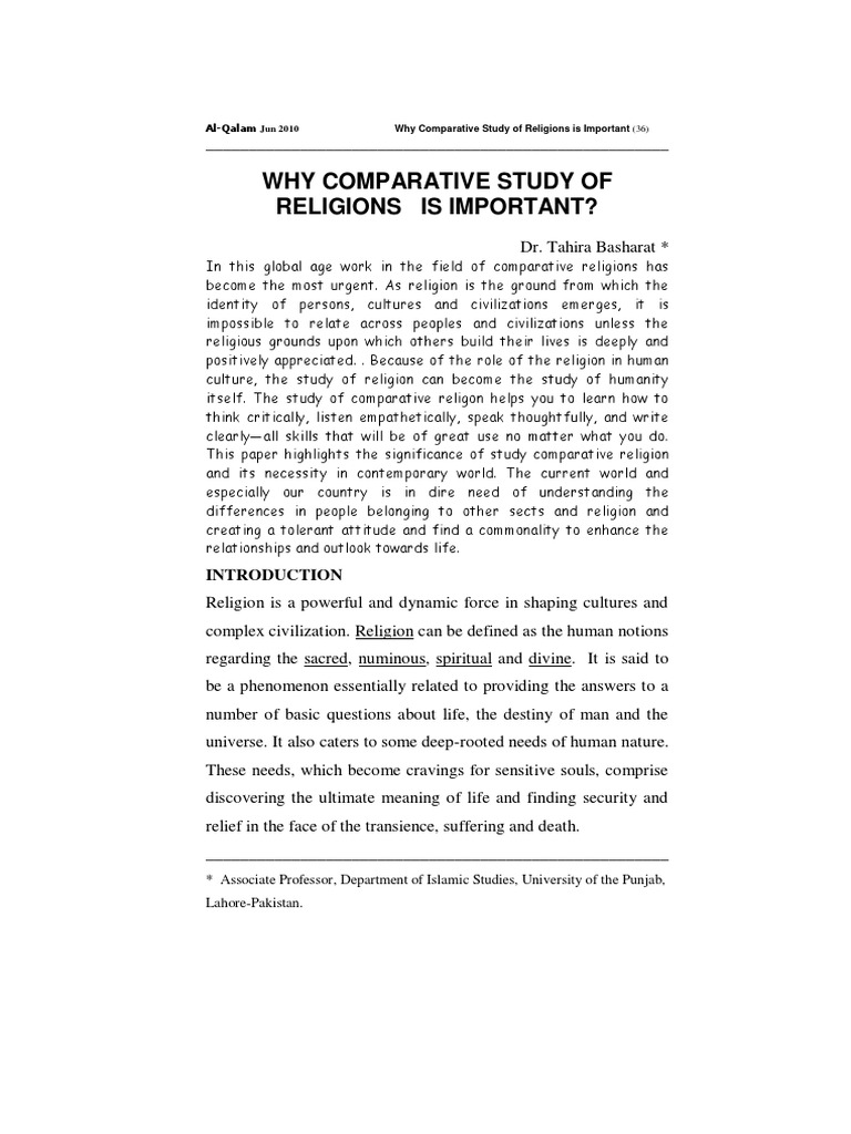 Importance of Comparative Religion | PDF