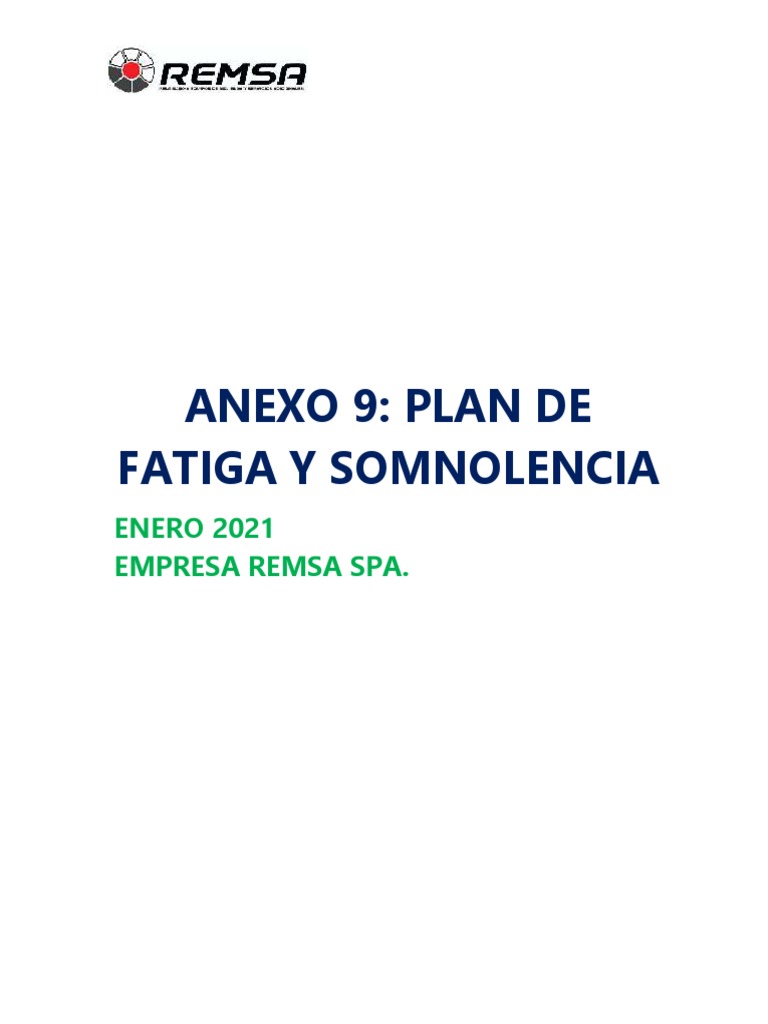 Plan de Fatiga y Somnolencia - 2021 | PDF | Salud y bienestar | Medicina