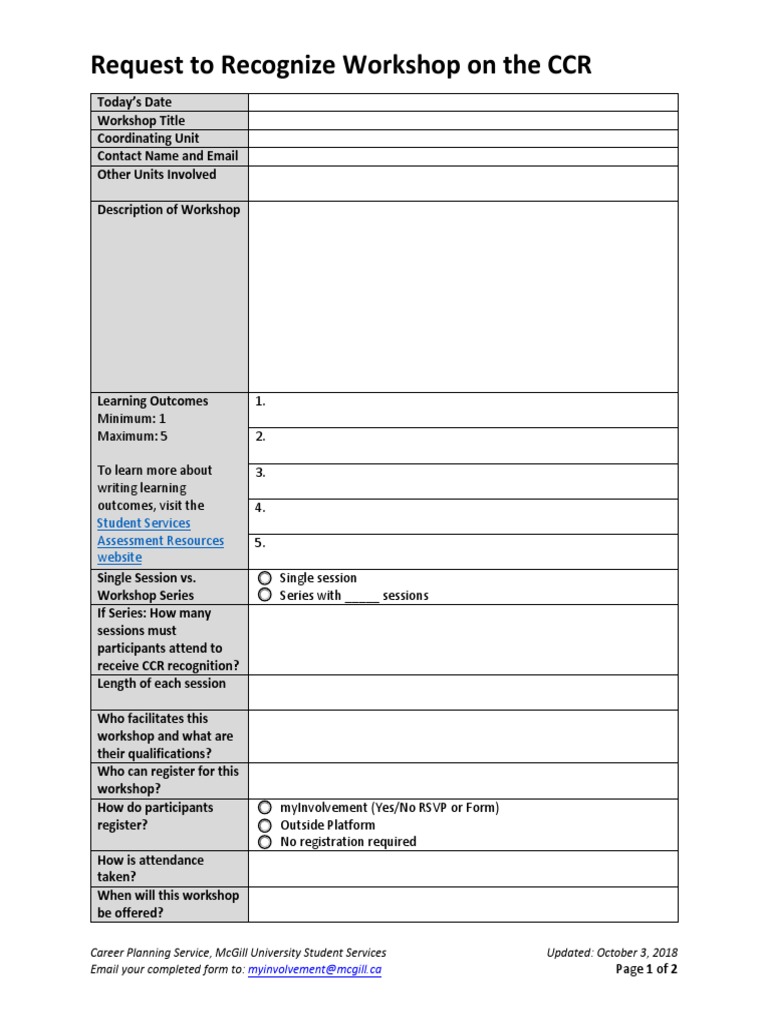 Request To Recognize Workshop On The CCR | PDF | Communication | Business