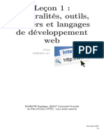 Lecon 1 W Generalites Outils Metiers Et Langages de Developpement Web PDF